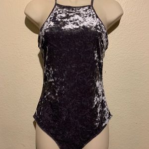 Grey velvet bodysuit